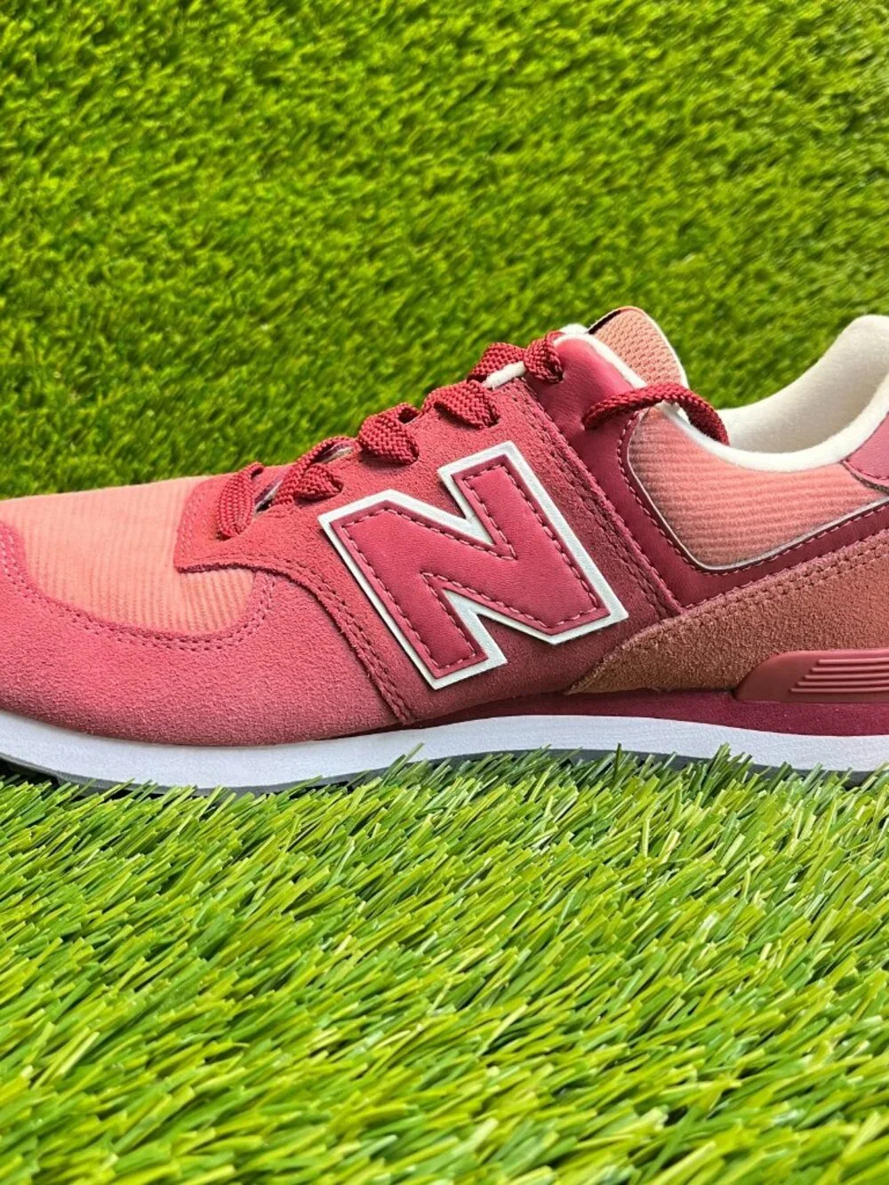 New Balance 574 Boys Size 5.5Y Red White Athletic Running Walking Shoes Sneakers